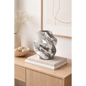 Silver Mosaic Vase – Threshold Sculptural Modern Decor Discontinued